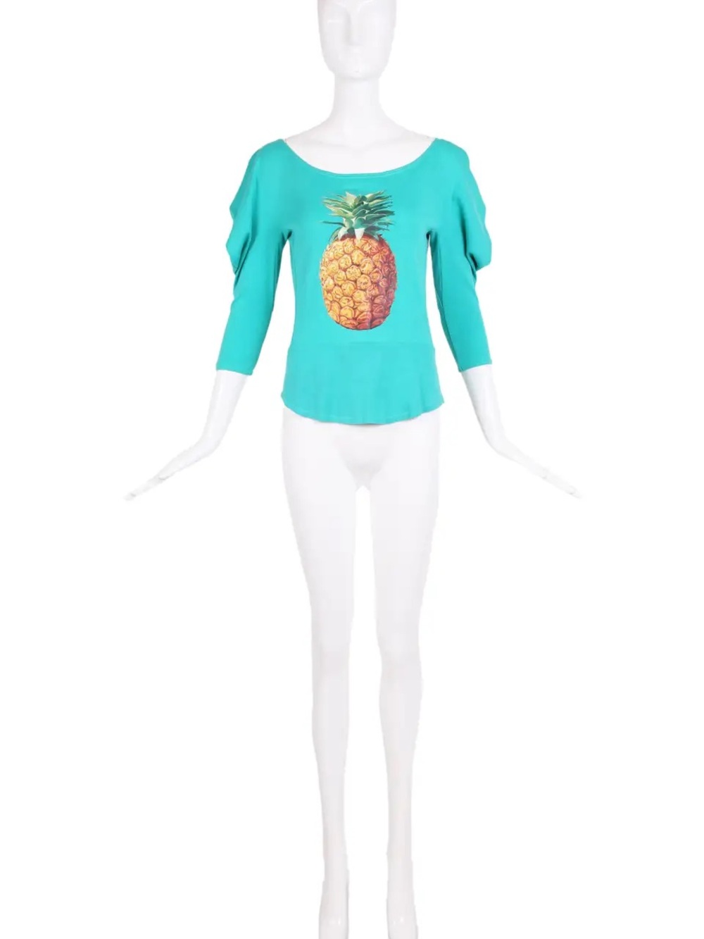 Chloé Re-edition Turquoise Pineapple Graphic 3/4 Sleeve Top Rare